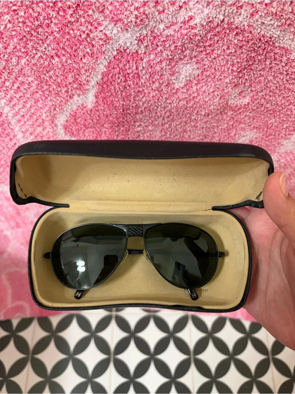 CHANEL Black Sunglasses Hard Case